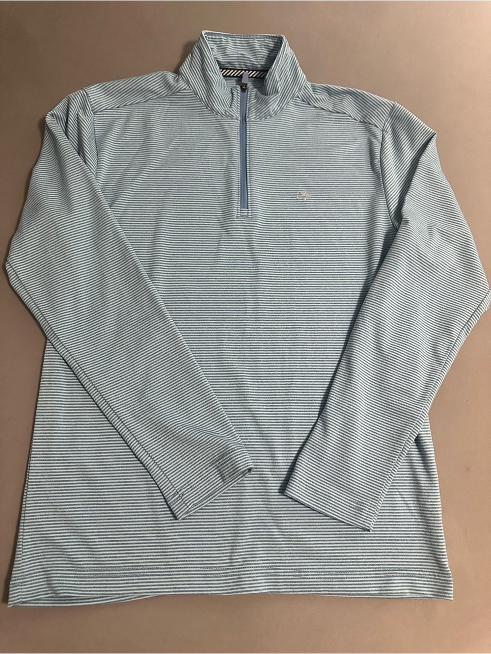 Southern Tide Youth Large 12-14 Blue Striped Performance 1/4 Zip Pullover